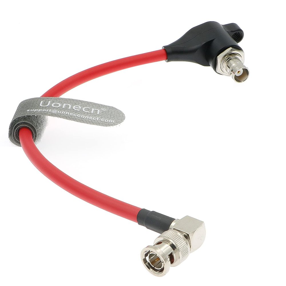Uonecn HD SDI-Protector Cable SDI Cord Galvanic-Isolators BNC Male to Right Angle BNC Female for RED-Komodo Camera 20CM (Red/Right Angle)
