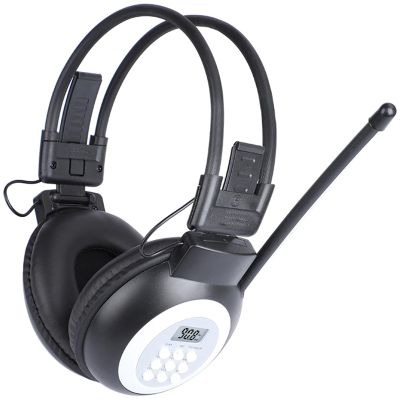 ZHIWHIS FM Portable Radio, Stereo Headsetwith LCD,Over Ear Foldable, Pocket Walkmen Conference Receiver, Small Wireless/Wired Headphones Operated by 2 AA Batteries for Walking/Running ZWS-308