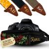 Art Tribute Custom Made, Name or Initials Embroidered to a Beautiful Red Flowers Camera Strap - Make Your Strap Unique! Get Your Own Personalized Camera Strap view 1