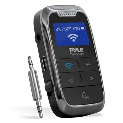 Pyle Wireless Bluetooth Streaming Transmitter Receiver - 2-in-1 Audio Adapter for Home Appliances, Car, and Other Uses LCD Display, and AUX Audio Jacks, Bluetooth Version: 5.1 - Pyle PDWM17BT