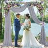 FUHSY Wedding Arch Draping Fabric Grey Sheer Drapes 2 Panels 20FT Chiffon Curtains for Backdrop Swag Curtain for Wedding Decor Chiffon Arch Drapes Ceiling Archway for Engagement Ceremony view 1