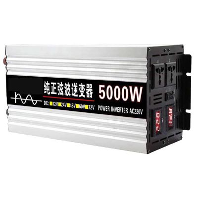 LJZLJZ Car Pure Sine Wave Inverter, Household Solar Inverter, 12V/24V/48V/60V to 220V, 5000W/6000W/7000W, Dual Voltage Display, with 2 Battery Clip,5000W-24V