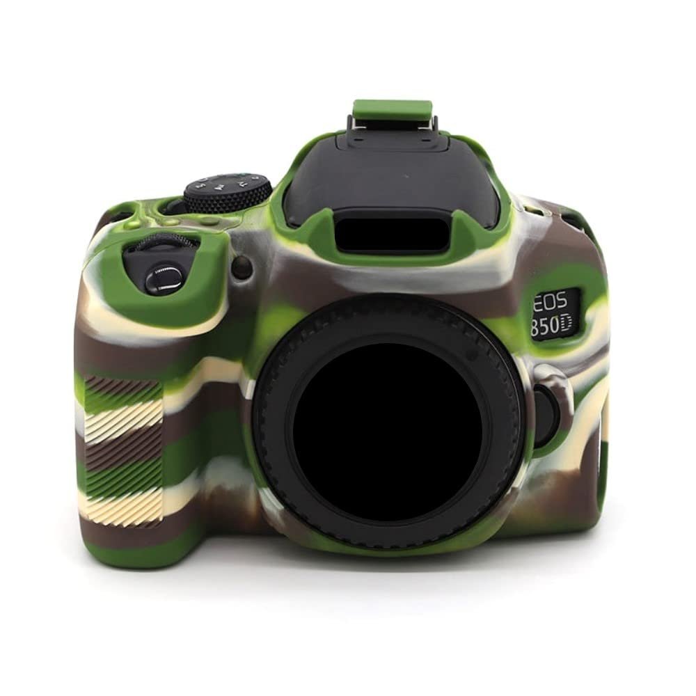 Camera Case Bag Camouflage Green Soft Silicone Rubber Armor Skin Body Cover Protector for Canon EOS 850D digital camera