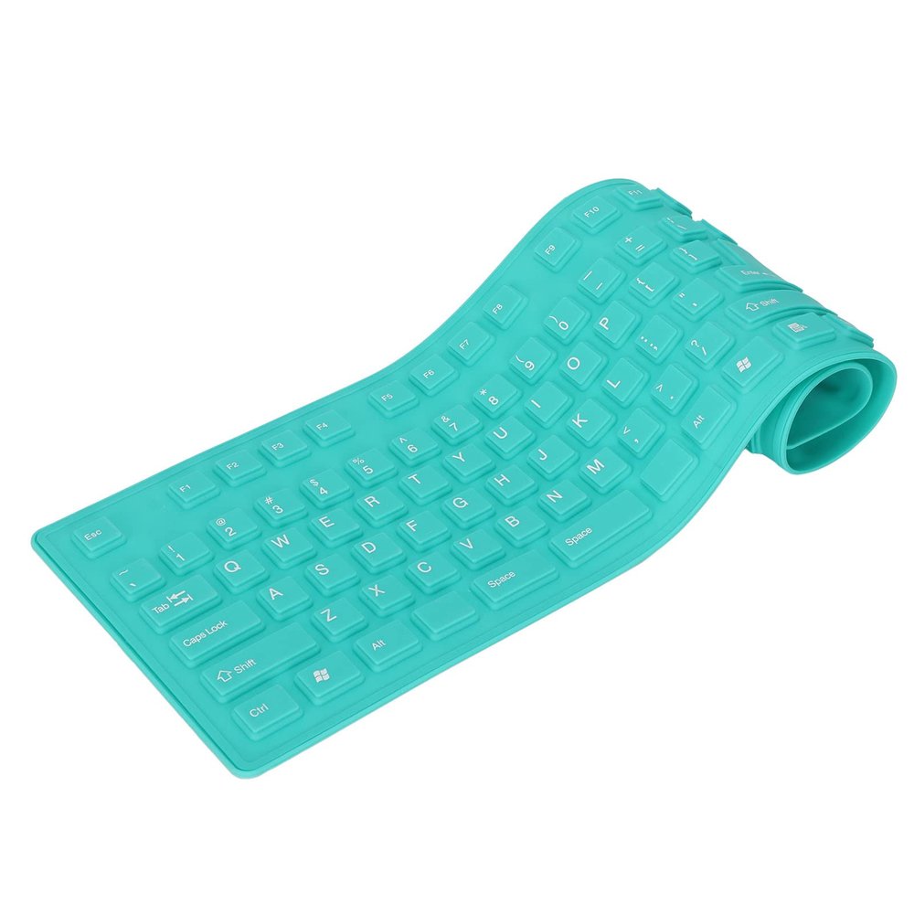 Acogedor Foldable Silicone Keyboard, 108 Keys USB Wired Portable Rollup, Waterproof Dustproof, Mute Typing, Plug and Play (Green)
