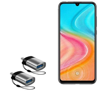 BoxWave Cable Compatible with Honor 20 lite (China) - USB-C to A PortChanger (2-Pack), USB Type-C OTG USB Portable Keychain - Slate Black