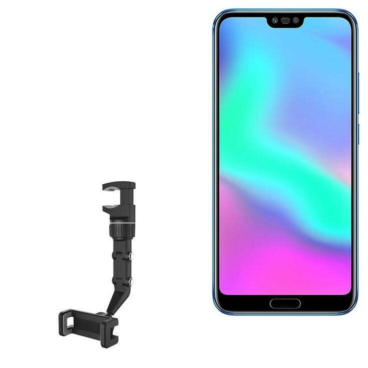 BoxWave Car Mount Compatible with Honor 10 - Rearview Mirror Car Mount, Rear View Mirror Adjustable GPS Car Mount - Jet Black