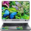 11.6 12 Inch Laptop Skin Sticker Cover Premium Sticker Cover Art Decal Decorative (Included 2 Wrist Pad Skins) - Green Blue Butterfly view 1