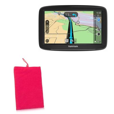 BoxWave Case Compatible with Tomtom VIA 1625TM - Velvet Pouch, Soft Velour Fabric Bag Sleeve with Drawstring - Cosmo Pink