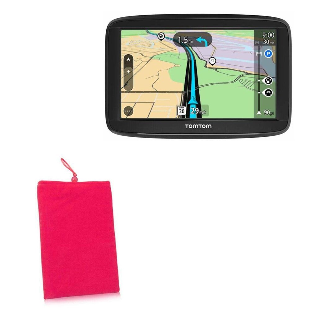 BoxWave Case Compatible with Tomtom VIA 1625TM - Velvet Pouch, Soft Velour Fabric Bag Sleeve with Drawstring - Cosmo Pink