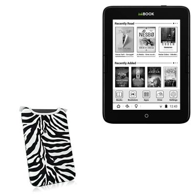 BoxWave Case Compatible with inkBOOK Obsidian - Zebra Plush SlipSuit, Animal Print Padded Soft Sleeve