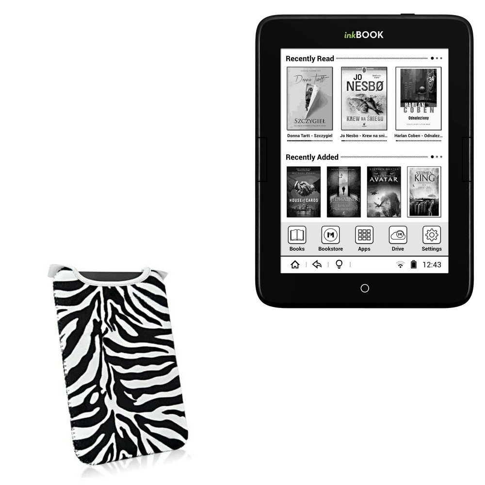 BoxWave Case Compatible with inkBOOK Obsidian - Zebra Plush SlipSuit, Animal Print Padded Soft Sleeve