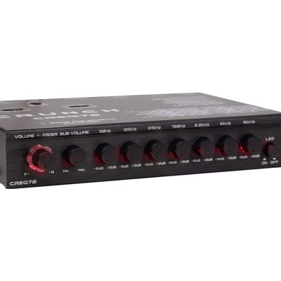 Crunch CREQ7B 7-Band Car Audio Parametric Equalizer with 9-Volt Line Driver, Subwoofer Control, and Dual Aux Inputs, DIN ISO Mount