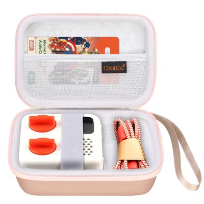 Canboc Carrying Case Compatible with Yoto Mini (2024 Edition) Kids Bluetooth Travel Audio & Music Player, Mesh Pocket fit Audiobook Cards, Kids Music Player Storage Bag, Rose Gold (Case Only)