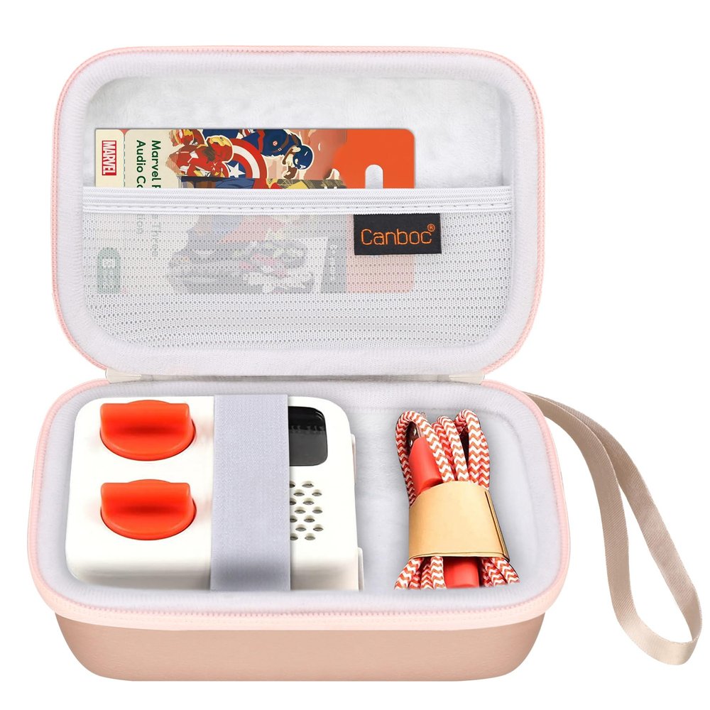Canboc Carrying Case Compatible with Yoto Mini (2024 Edition) Kids Bluetooth Travel Audio & Music Player, Mesh Pocket fit Audiobook Cards, Kids Music Player Storage Bag, Rose Gold (Case Only)