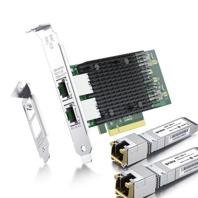 10Gb Copper Network Bundle: Versatile Pack of 2 SFP+ to RJ45 Transceiver and PCI-E NIC for Intel X540-T2
