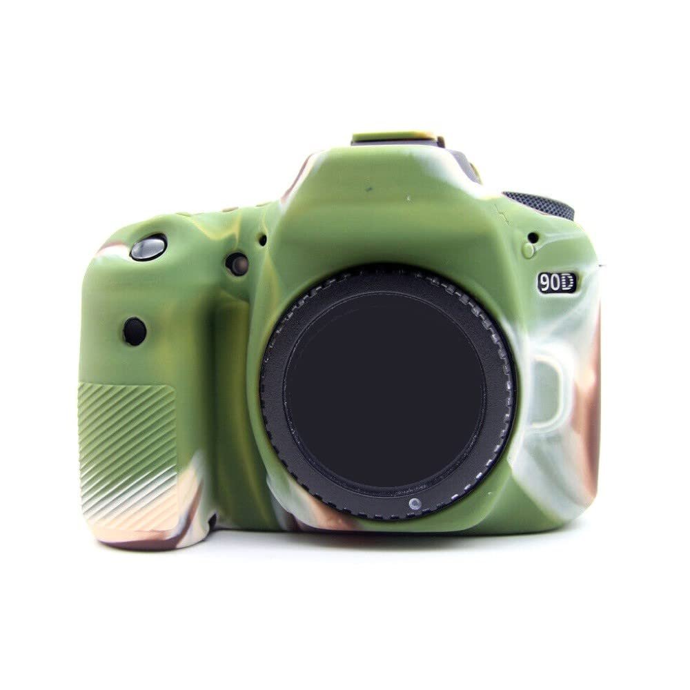 Camera Soft Silicone Case Bag Camouflage Green Rubber Armor Skin Body Cover Protector for Canon EOS 90D Digital SLR Camera
