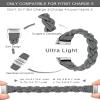 Wearlizer Compatible with Fitbit Charge 6 Bands/Charge 5 Bands for Women, Cute Stretchy Braided Solo Loop Wristband Slim Soft Elastic Replacement Strap Accessories for Charge 5 6 Band, Grey L view 2