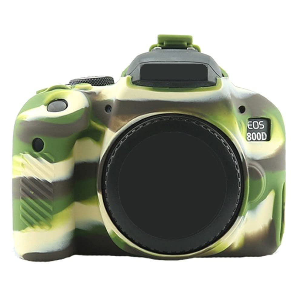 Camera Soft Silicone Case Bag Camouflage Green Rubber Armor Skin Body Cover Protector for Canon EOS 800D DSLR Camera