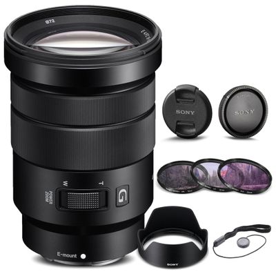 Sony E 18-135mm f/3.5-5.6 OSS Lens (SEL18135) + Filter Kit + Lens Cap Keeper + Cleaning Kit + More (Renewed)