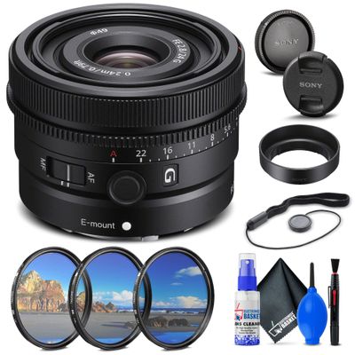 Sony FE 24mm f/2.8 G Lens (SEL24F28G) + Filter Kit + Lens Cap Keeper + Cleaning Kit + More (Renewed)