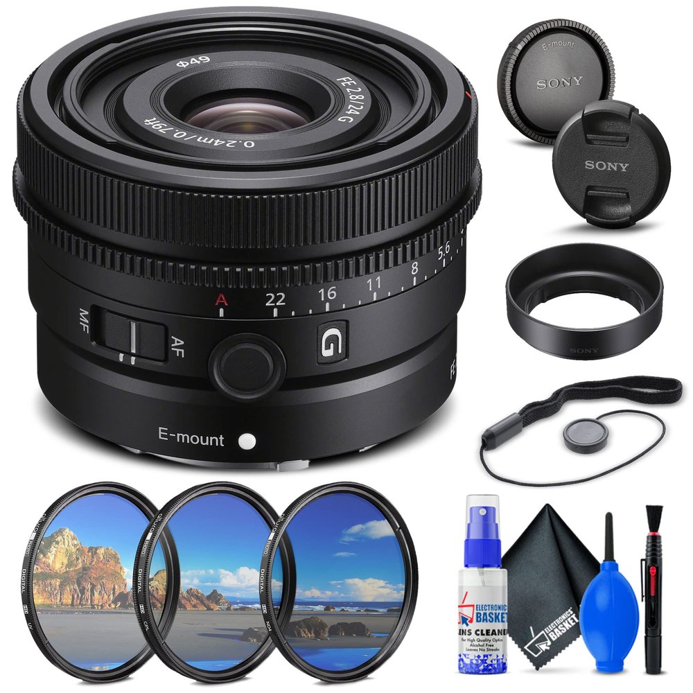 Sony FE 24mm f/2.8 G Lens (SEL24F28G) + Filter Kit + Lens Cap Keeper + Cleaning Kit + More (Renewed)