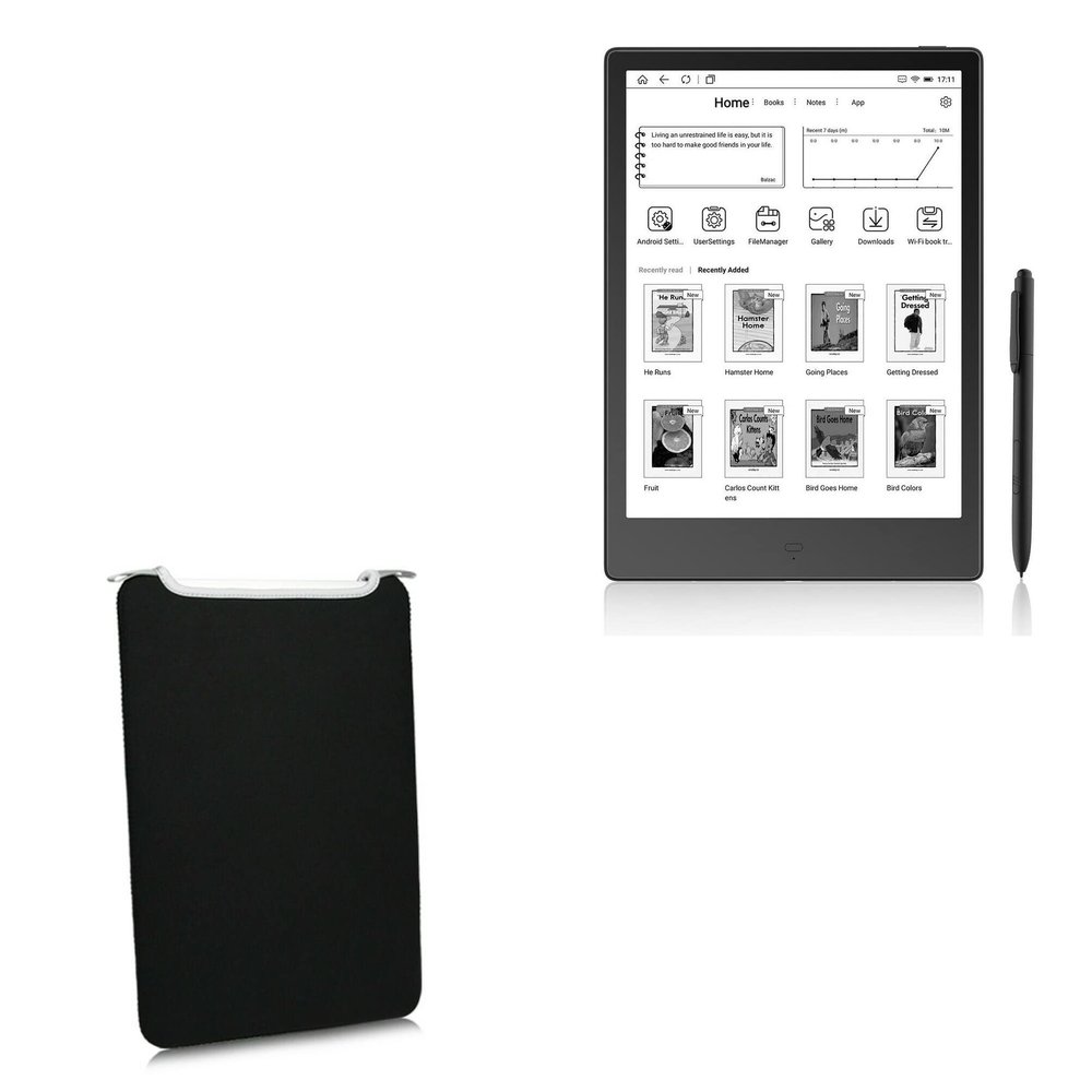 BoxWave Case Compatible with Boyue Likebook Alita - SlipSuit, Soft Slim Neoprene Pouch Protective Case Cover - Jet Black