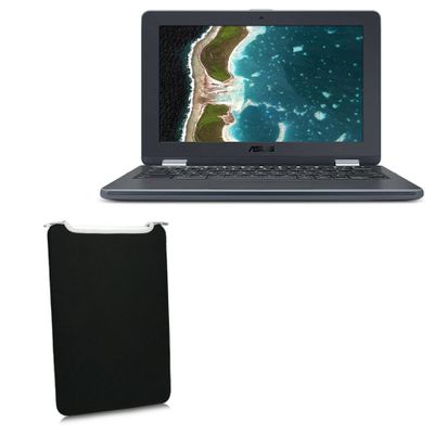 BoxWave Case Compatible with ASUS Chromebook Flip (C213) - SlipSuit, Soft Slim Neoprene Pouch Protective Case Cover - Jet Black