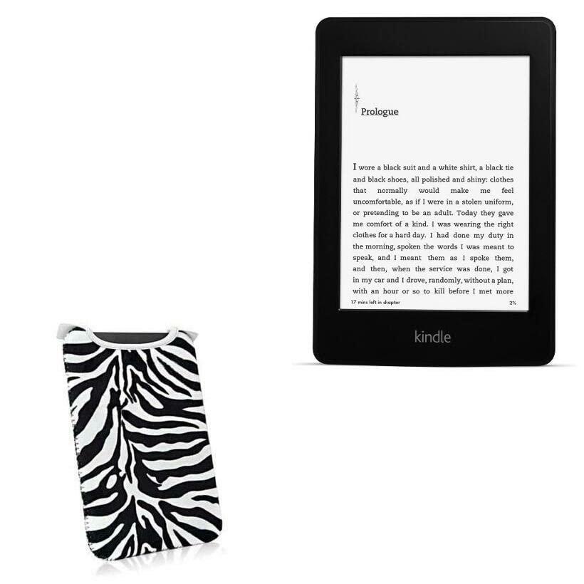 BoxWave Case Compatible with Amazon Kindle Paperwhite (2nd Gen 2013) - Zebra Plush SlipSuit, Animal Print Padded Soft Sleeve