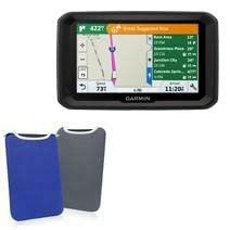 BoxWave Case Compatible with Garmin Dezl 580 LMT-S - SlipSuit, Soft Slim Neoprene Pouch Protective Case Cover - Super Blue/Charcoal Grey (Reversible)