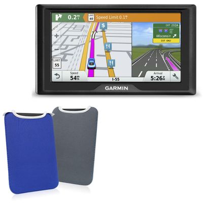BoxWave Case Compatible with Garmin Drive 60LMT - SlipSuit, Soft Slim Neoprene Pouch Protective Case Cover - Super Blue/Charcoal Grey (Reversible)