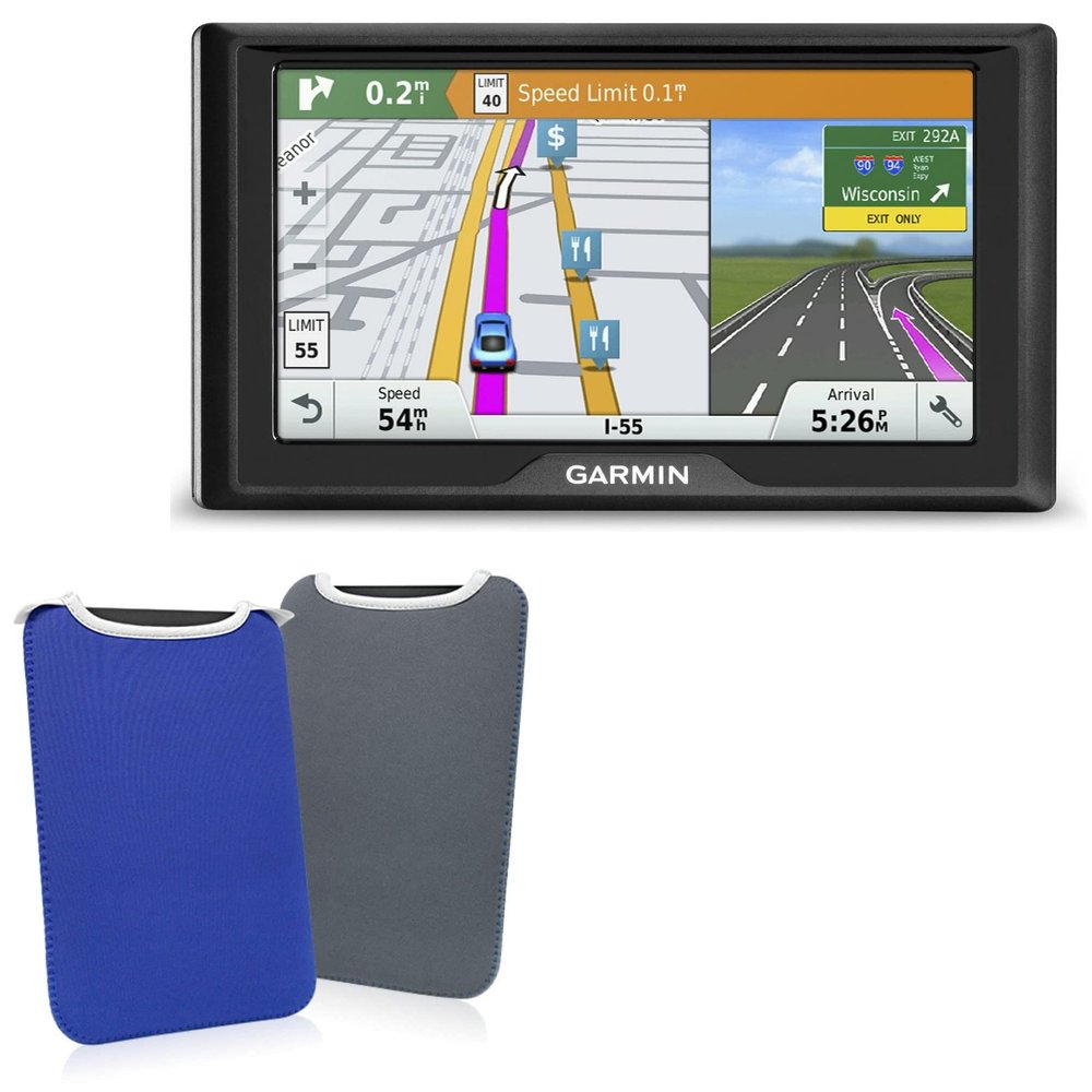 BoxWave Case Compatible with Garmin Drive 60LMT - SlipSuit, Soft Slim Neoprene Pouch Protective Case Cover - Super Blue/Charcoal Grey (Reversible)