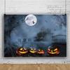10x8ft Halloween Backdrop for Photography Horror Moon Night Backdrop Scary Cemetery Forest Pumpkin Lamps Bat Spider Web Decoration for Studio Props Photo Backdrop (Retro Grey) view 1