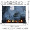 10x8ft Halloween Backdrop for Photography Horror Moon Night Backdrop Scary Cemetery Forest Pumpkin Lamps Bat Spider Web Decoration for Studio Props Photo Backdrop (Retro Grey) view 3