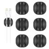 Shintop Cable Clips, 6 Pack Black Double Cord Holder Adhesive Cable Management Wire Organizer for Organizing Desk Nightstand Car Phones Chargers view 1
