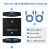 Hbaebdoo USB 3.0 Switch KVM Switch 5Gbps 2 in 1 Out USB 3.0 Two- Sharer for Printer Keyboard Mouse Sharing view 3