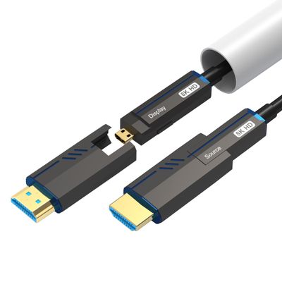 8K Detachable HDMI Fiber Optic Cable 50Feet/15m, Long HDMI 2.1 Cable in Wall, with Dual Micro HDMI and Standard HDMI Connectors, Compatible for PC, TV, playstation4, PS5, Xbox Series X, RTX4090/4080