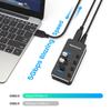 RSHTECH 4 Port Powered USB 3.0 Hub with 5V Adapter + ROSONWAY 4 Ports USB 3.1 Gen 2 Hub 10Gbps with 5V Power Adapter view 4