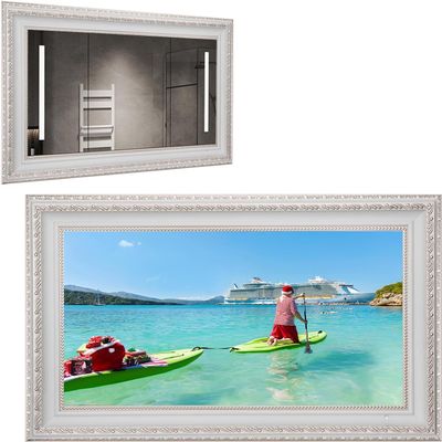 elecsung 22inch Mirror Smart TV for Bathroom 1080P WebOS (ATSC Tuner) with Antique Deco Frames,2025 Model(22", TV with Ivory Frame)