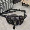 Felice Ann Unisex Multiple Zipper Pockets Soft Faux Leather Fanny Pack Belt Waist Bag Phone Purse, Buckle Black, one size view 4