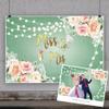 Yeele 8x6ft Miss to Mrs Bridal Shower Backdrop for Couples Wedding Pink Floral Champagne Diamond Ring String Lights Green Photography Background for Engagement Ceremony Party Decoration Supplies view 3