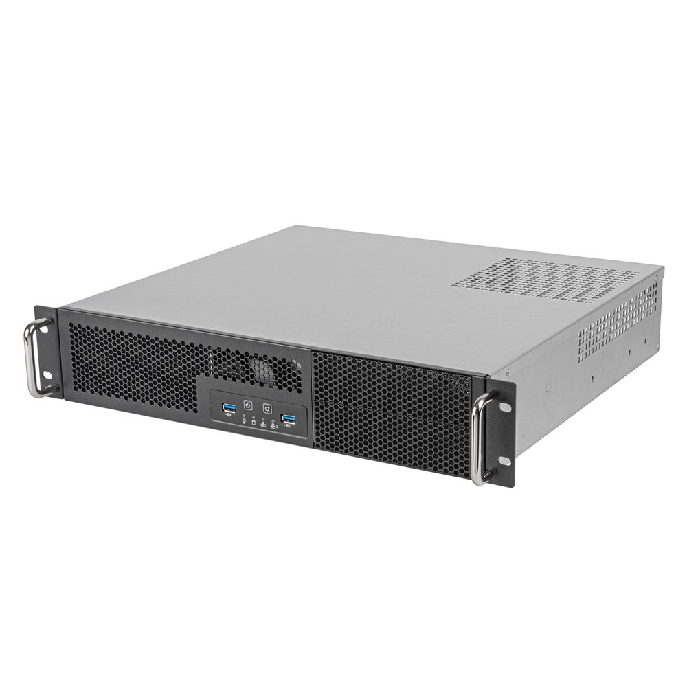 2U rackmount Server Chassis with Dual 5.25" Drive Bays, 3.5" HDDx2 and 2.5" HDDx1, Support M-ATX, ITX M/B, PS2/2U single/2u redundant PSU,USB 3.0x2