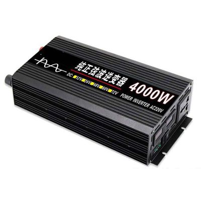 LJZLJZ Vehicle Pure Sine Wave Inverter, Household Power Inverter, 12V/24V.48V/60V to 220V, LCD Display, 2 Battery Clips,4000W-24V