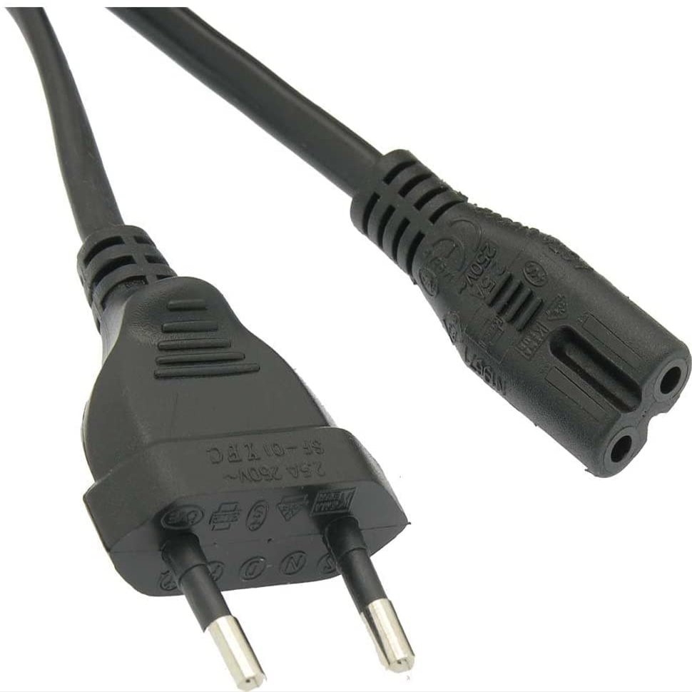 DIGITMON 6FT Universal European Compatible Power Cord 220V 2-Prong Figure-8 Non-Polarized Premium Cable