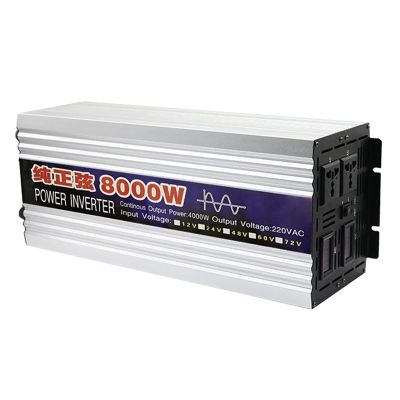 LJZLJZ Pure Sine Wave Power Inverter, DC to 110V, 2 AC Power Sockets, 5000W/6000W/8000W LCD Dual Digital Display Solar Inverter, 2 Battery Clips,8000W-24V