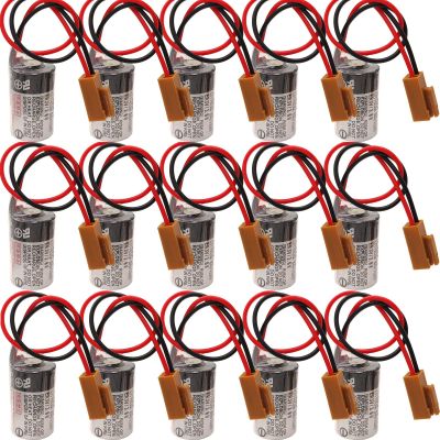15Pcs 1200mAh ER3V/3.6V Battery with Brown Plug for JZSP-BA01 CNC System Battery ER3V Battery