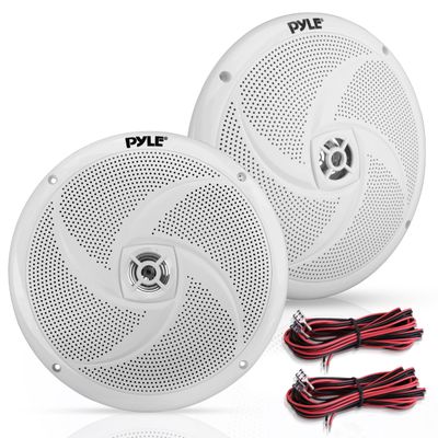 PyleUsa 8 Marine Vehicle Speakers Dual 2-Way 320W 4 Ohm Low Profile Waterproof Car Component Speaker System, 8 Oz Magnet, Voice Coil, for Custom Audio Boat, Truck, Watercraft, Mobile,Off-Road (White)