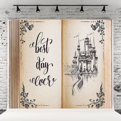 10x6.5ft Fairy Tales Book Wedding Photography Backdrops Ancient Book Castle Romantic Party Background for Banner Prop