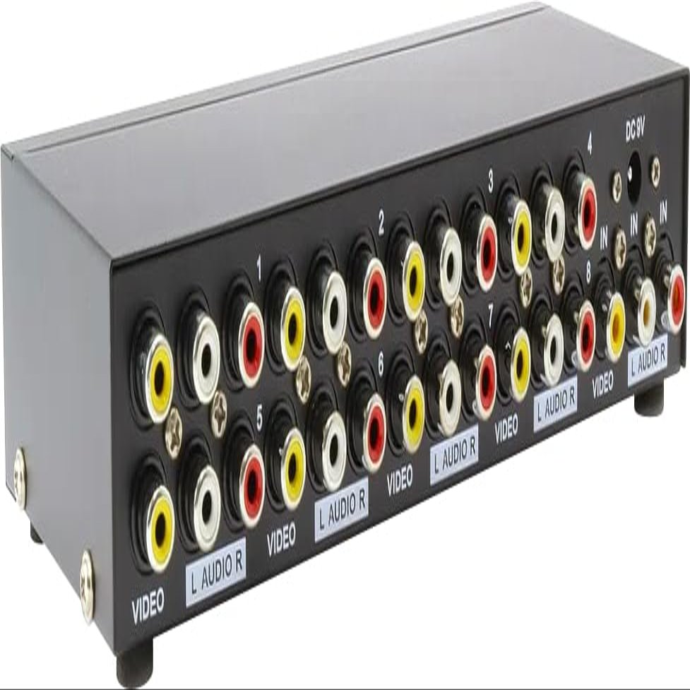 1 in 8 Out Composite RCA Video Audio Splitter
