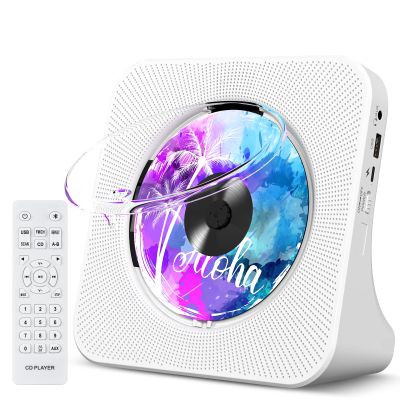 Gueray Portable CD Player with Bluetooth, Desktop CD Music Players for Home Built-in Double HiFi Sound Speakers, Support AUX&USB FM Radio Cool Men's Christmas Birthday Gifts,Gifts for Music Lovers