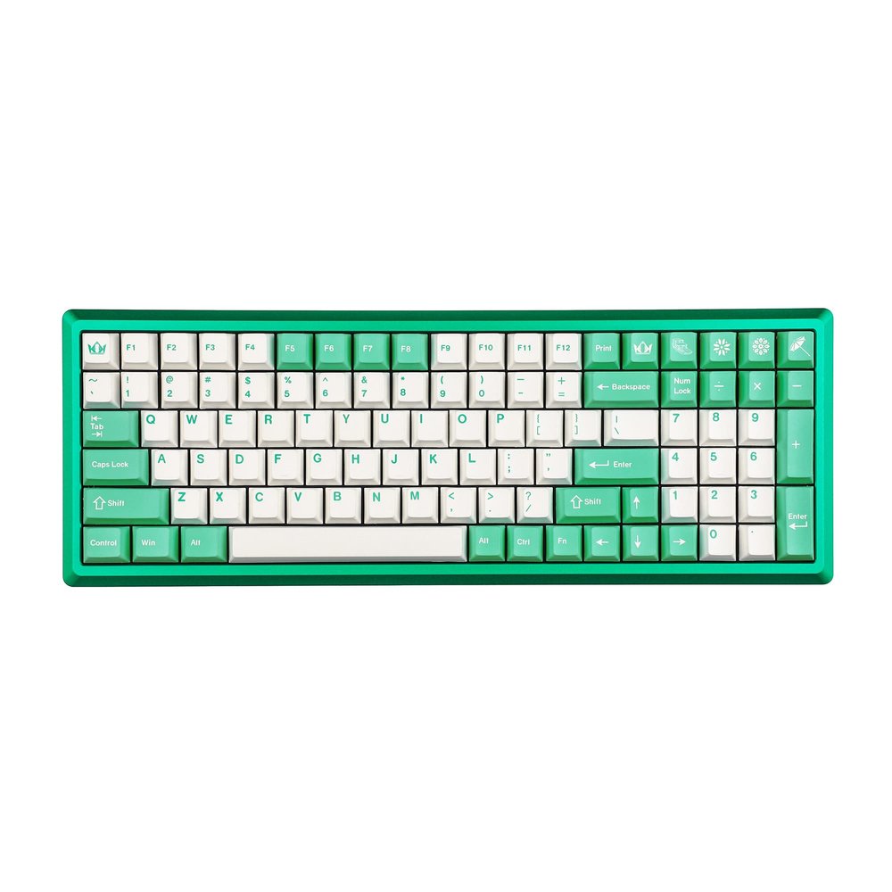 149 Lotus Pond Green White Dye-Sub Keycaps Thick PBT Cherry Profile Key caps for TKL 61 64 68 75 87 96 104 108 GMMK MX Mechanical Keyboard